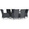 Matgrupp för trädgården 7 delar mörkgrå konstrottning vidaXL 160 cm table length – miniatyr 2