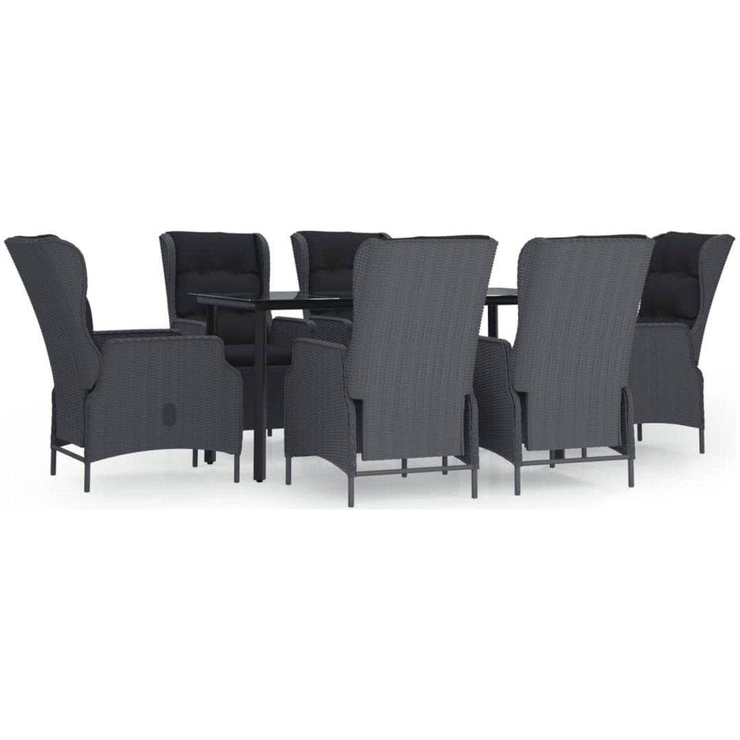 Matgrupp för trädgården 7 delar mörkgrå konstrottning vidaXL 160 cm table length – bild 2
