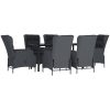 Matgrupp för trädgården 7 delar mörkgrå konstrottning vidaXL 160 cm table length – miniatyr 3