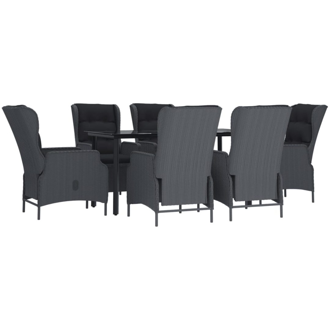 Matgrupp för trädgården 7 delar mörkgrå konstrottning vidaXL 160 cm table length – bild 3