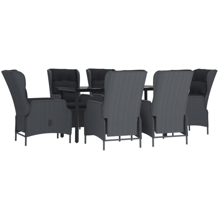 Matgrupp för trädgården 7 delar mörkgrå konstrottning vidaXL 160 cm table length – bild 3