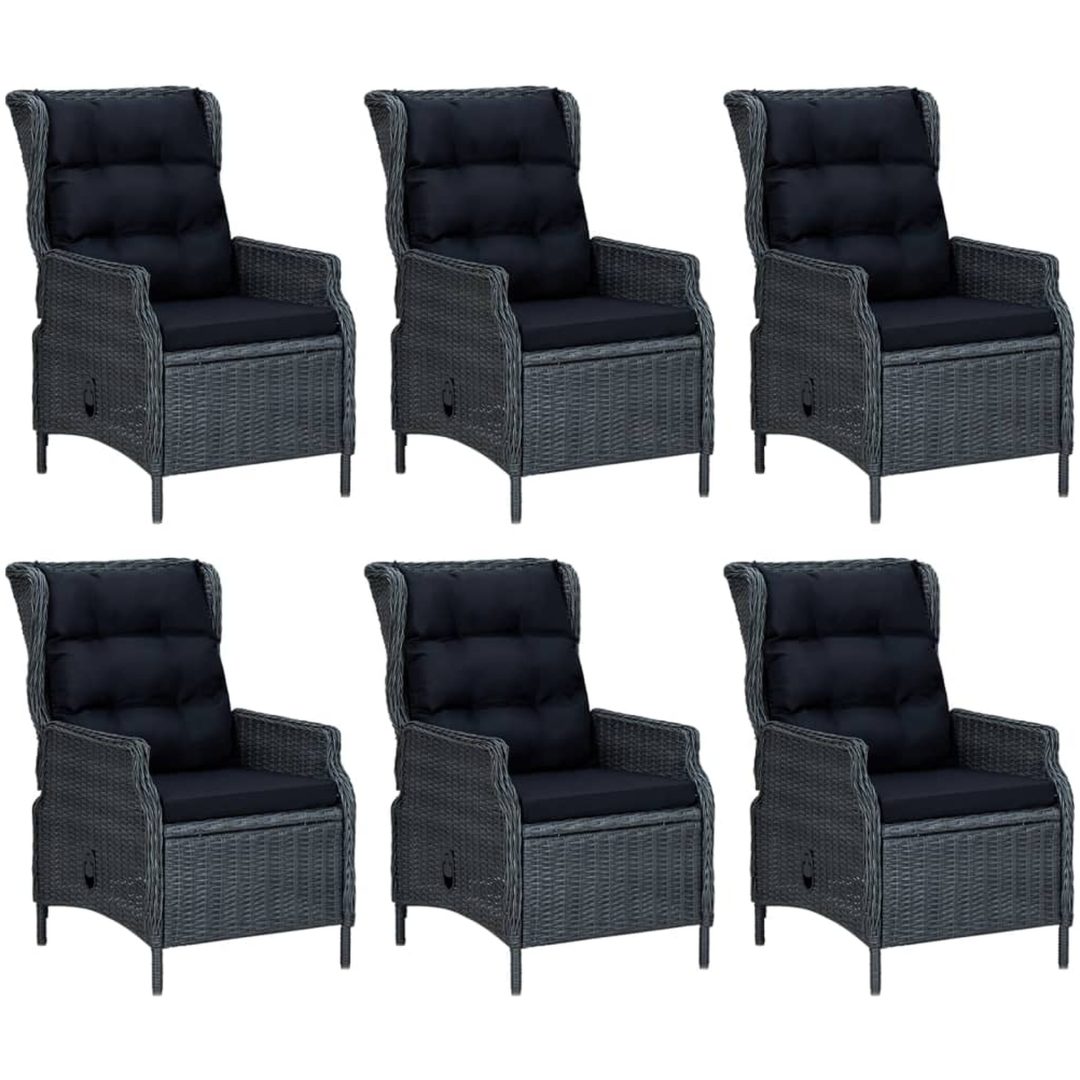Matgrupp för trädgården 7 delar mörkgrå konstrottning vidaXL 160 cm table length – bild 4
