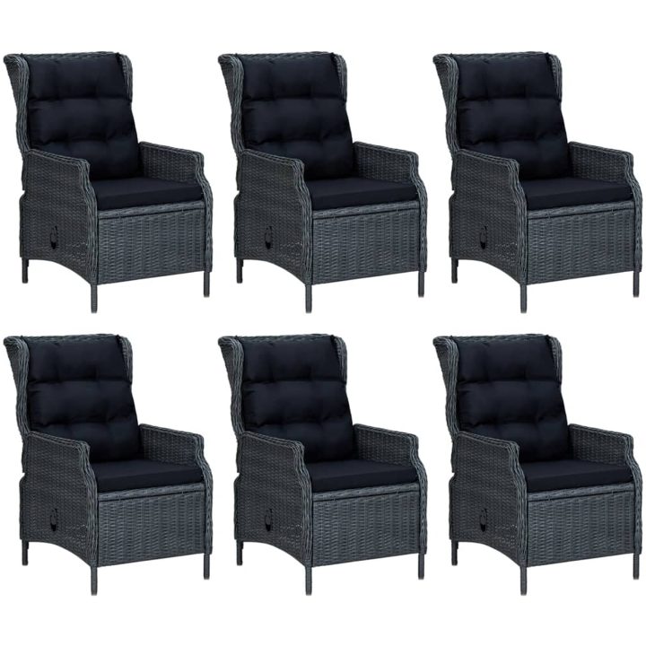 Matgrupp för trädgården 7 delar mörkgrå konstrottning vidaXL 160 cm table length – bild 4
