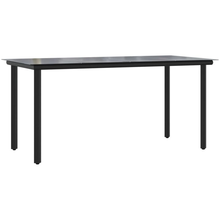 Matgrupp för trädgården 7 delar mörkgrå konstrottning vidaXL 160 cm table length – bild 8