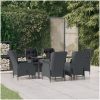 Matgrupp för trädgården 7 delar mörkgrå konstrottning vidaXL 160 cm table length – miniatyr 1