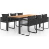 Matgrupp för trädgården 7 delar PVC-rotting svart och brun vidaXL 184.5 cm table length – miniatyr 2