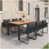 Matgrupp för trädgården 7 delar PVC-rotting svart och brun vidaXL 184.5 cm table length – miniatyr 1