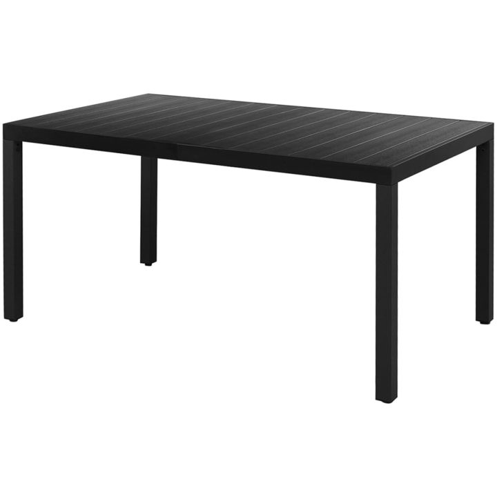 Matgrupp för trädgården 7 delar PVC-rotting svart vidaXL 150 cm table length – bild 3