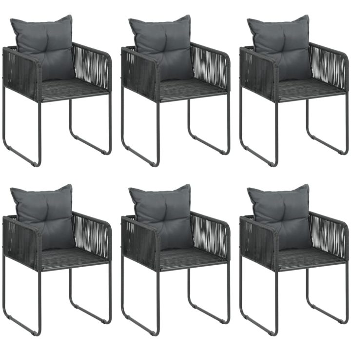 Matgrupp för trädgården 7 delar PVC-rotting svart vidaXL 150 cm table length – bild 4