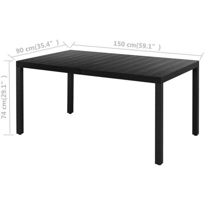 Matgrupp för trädgården 7 delar PVC-rotting svart vidaXL 150 cm table length – bild 8
