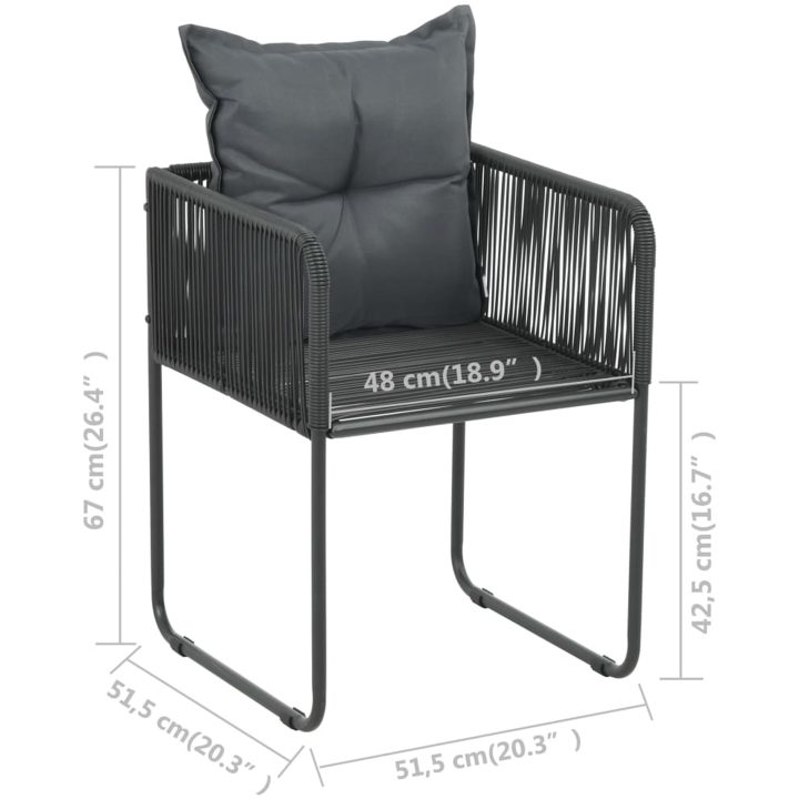 Matgrupp för trädgården 7 delar PVC-rotting svart vidaXL 150 cm table length – bild 9