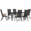 Matgrupp för trädgården 7 delar svart aluminium vidaXL 150 cm bordslängd – miniatyr 2