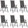Matgrupp för trädgården 7 delar svart aluminium vidaXL 150 cm bordslängd – miniatyr 3
