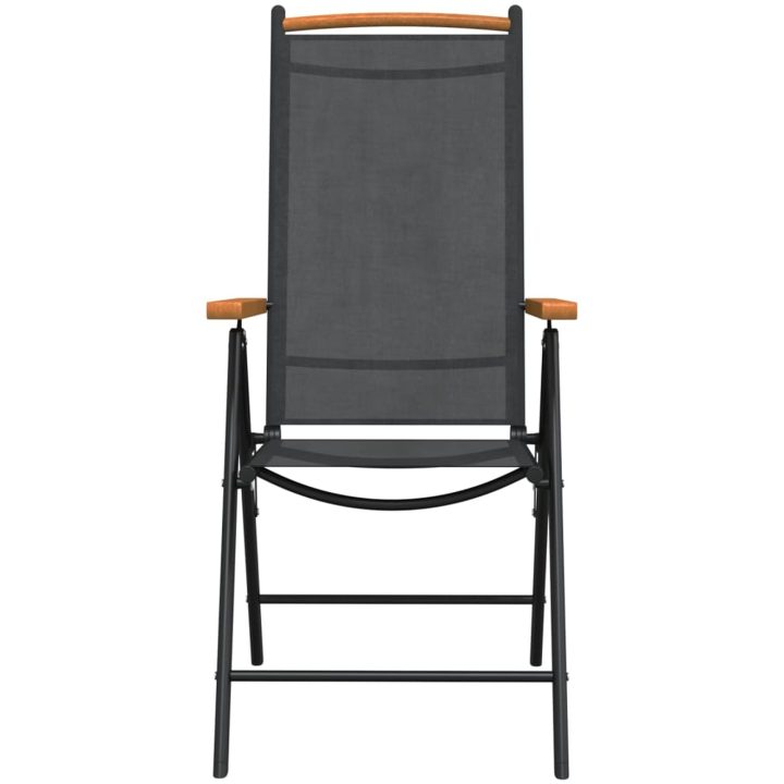 Matgrupp för trädgården 7 delar svart aluminium vidaXL 150 cm bordslängd – bild 5