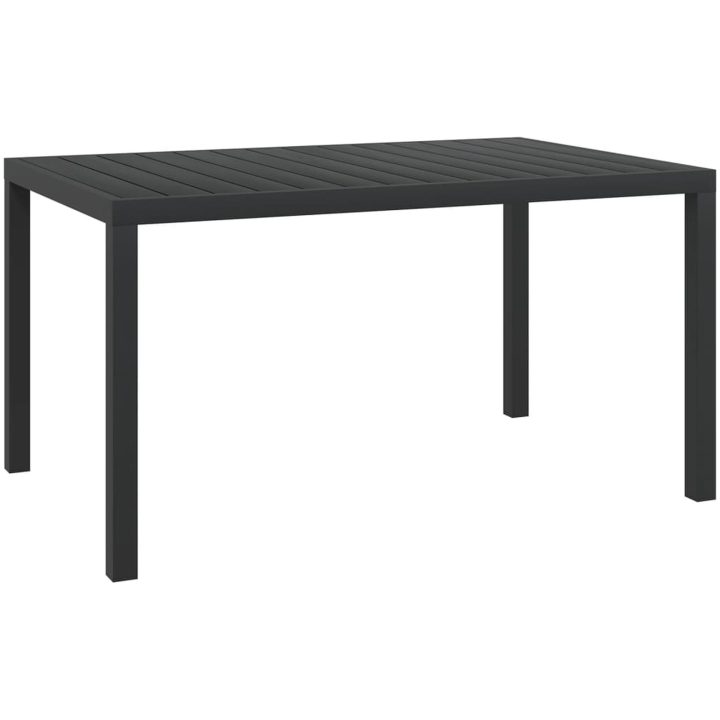 Matgrupp för trädgården 7 delar svart aluminium vidaXL 150 cm bordslängd – bild 9