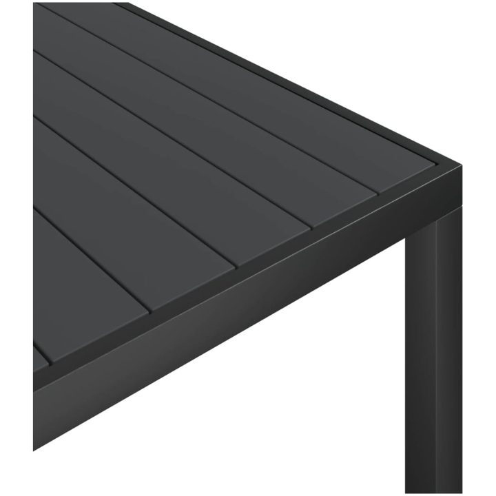 Matgrupp för trädgården 7 delar svart aluminium vidaXL 150 cm bordslängd – bild 10