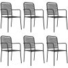 Matgrupp för trädgården 7 delar svart bomullsrep och stål vidaXL 160 cm table length – miniatyr 4