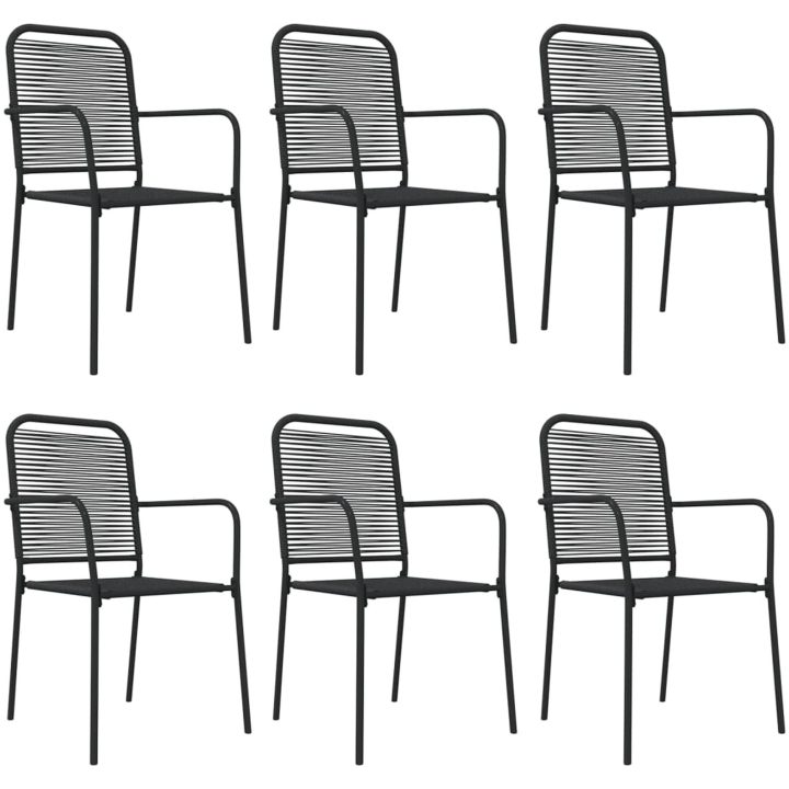 Matgrupp för trädgården 7 delar svart bomullsrep och stål vidaXL 160 cm table length – bild 4