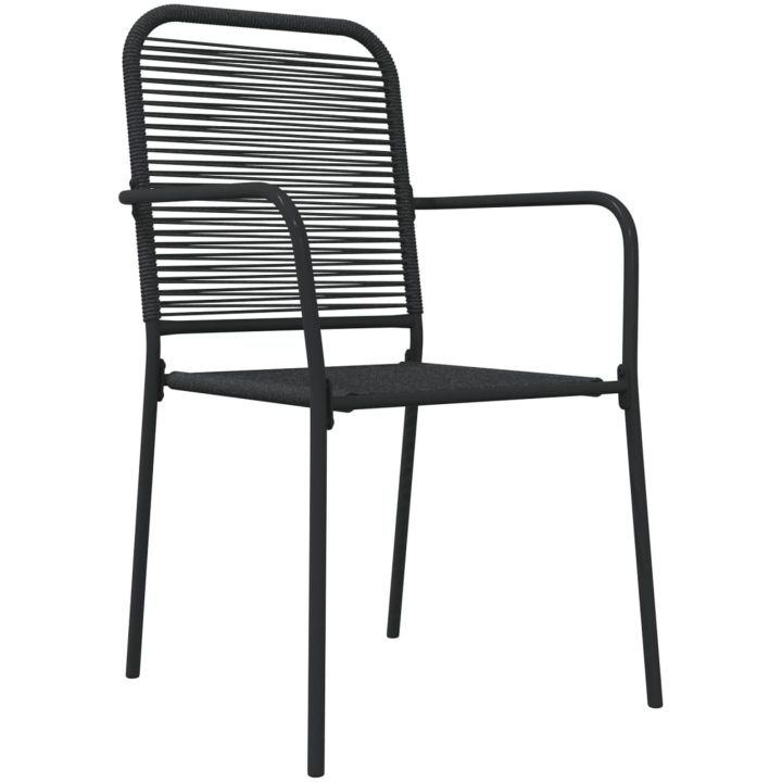 Matgrupp för trädgården 7 delar svart bomullsrep och stål vidaXL 160 cm table length – bild 5