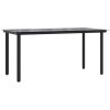 Matgrupp för trädgården 7 delar svart bomullsrep och stål vidaXL 160 cm table length – miniatyr 7