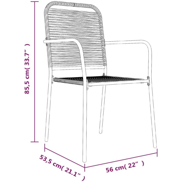 Matgrupp för trädgården 7 delar svart bomullsrep och stål vidaXL 160 cm table length – bild 10
