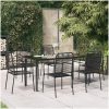 Matgrupp för trädgården 7 delar svart bomullsrep och stål vidaXL 160 cm table length – miniatyr 1