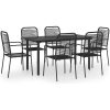 Matgrupp för trädgården 7 delar svart glas och stål vidaXL 150 cm table length – miniatyr 2