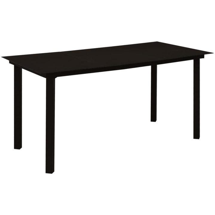 Matgrupp för trädgården 7 delar svart glas och stål vidaXL 150 cm table length – bild 3