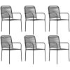Matgrupp för trädgården 7 delar svart glas och stål vidaXL 150 cm table length – miniatyr 7