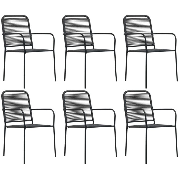 Matgrupp för trädgården 7 delar svart glas och stål vidaXL 150 cm table length – bild 7