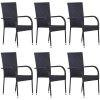 Matgrupp för trädgården 7 delar svart konstrotting vidaXL 160 cm bordslängd – miniatyr 4