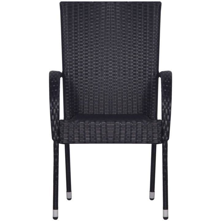 Matgrupp för trädgården 7 delar svart konstrotting vidaXL 160 cm bordslängd – bild 6