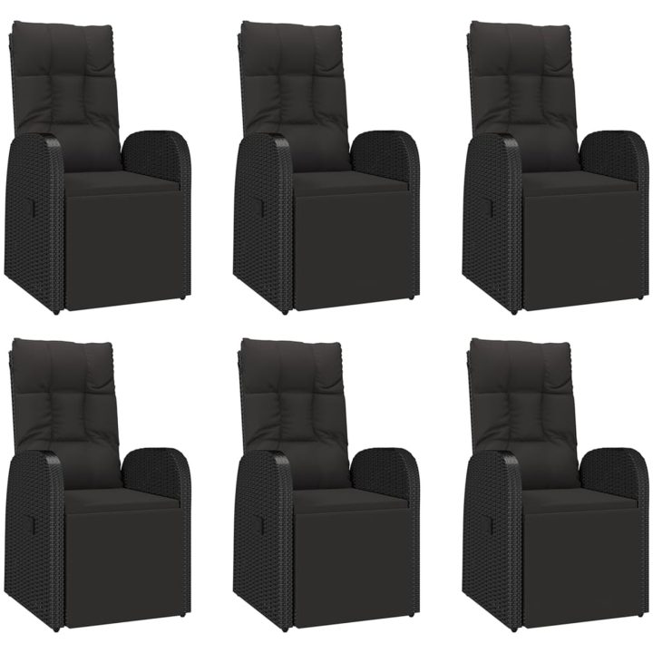 Matgrupp för trädgården 7 delar svart konstrotting&massivakacia vidaXL 150 x 90 x 75 cm – bild 4