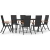 Matgrupp för trädgården 7 delar svart och brun konstrotting vidaXL 160 cm table length – miniatyr 2