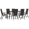 Matgrupp för trädgården 7 delar svart och brun konstrotting vidaXL 160 cm table length – miniatyr 3