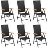 Matgrupp för trädgården 7 delar svart och brun konstrotting vidaXL 160 cm table length – miniatyr 4