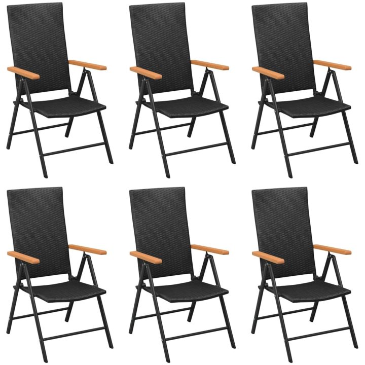 Matgrupp för trädgården 7 delar svart och brun konstrotting vidaXL 160 cm table length – bild 4