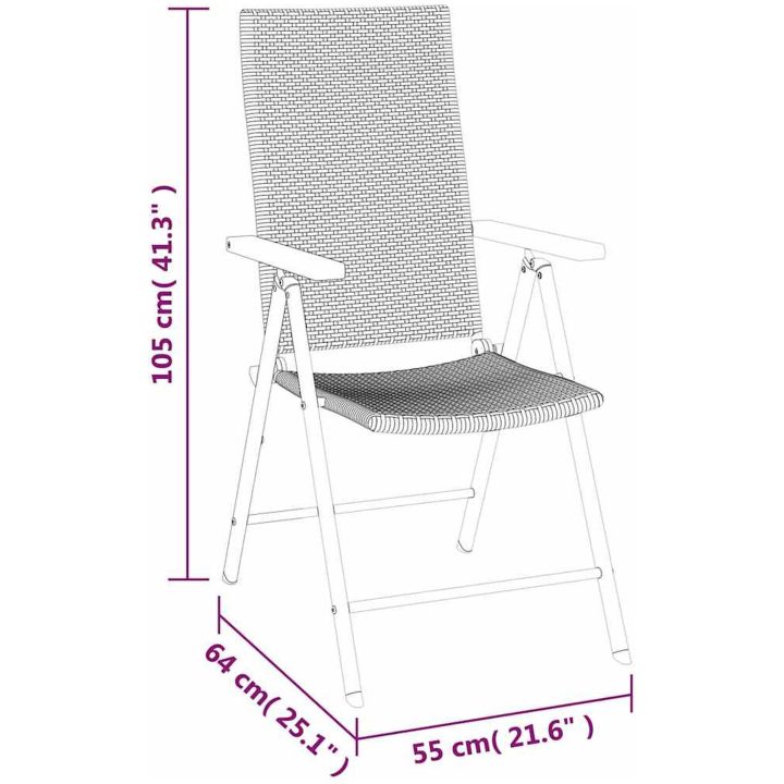 Matgrupp för trädgården 7 delar svart och brun konstrotting vidaXL 160 cm table length – bild 10