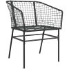 Matgrupp för trädgården 7 delar svart polyrotting glas vidaXL 160 x 80 x 74 cm – miniatyr 4