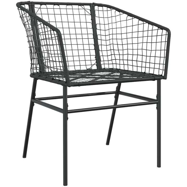 Matgrupp för trädgården 7 delar svart polyrotting glas vidaXL 160 x 80 x 74 cm – bild 4