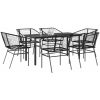 Matgrupp för trädgården 7 delar svart polyrotting glas vidaXL 160 x 80 x 74 cm – miniatyr 1