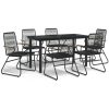 Matgrupp för trädgården 7 delar svart PVC-rotting vidaXL 140 cm table length – miniatyr 2