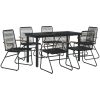 Matgrupp för trädgården 7 delar svart PVC-rotting vidaXL 140 cm table length – miniatyr 3