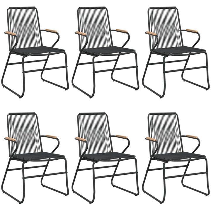 Matgrupp för trädgården 7 delar svart PVC-rotting vidaXL 140 cm table length – bild 4