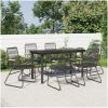 Matgrupp för trädgården 7 delar svart PVC-rotting vidaXL 140 cm table length – miniatyr 1