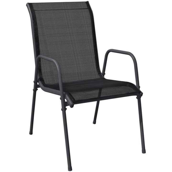Matgrupp för trädgården 7 delar svart stål och textilen vidaXL 150 cm table length – bild 3
