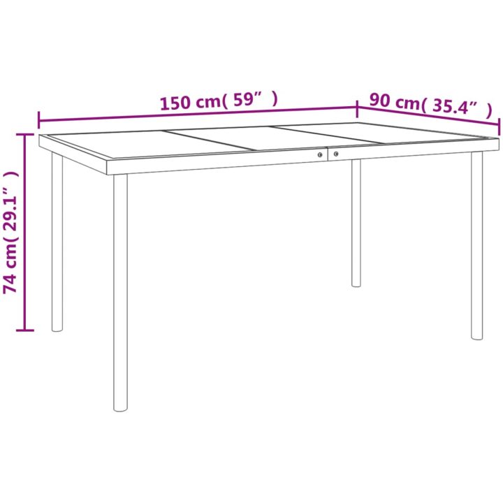 Matgrupp för trädgården 7 delar svart stål och textilen vidaXL 150 cm table length – bild 7
