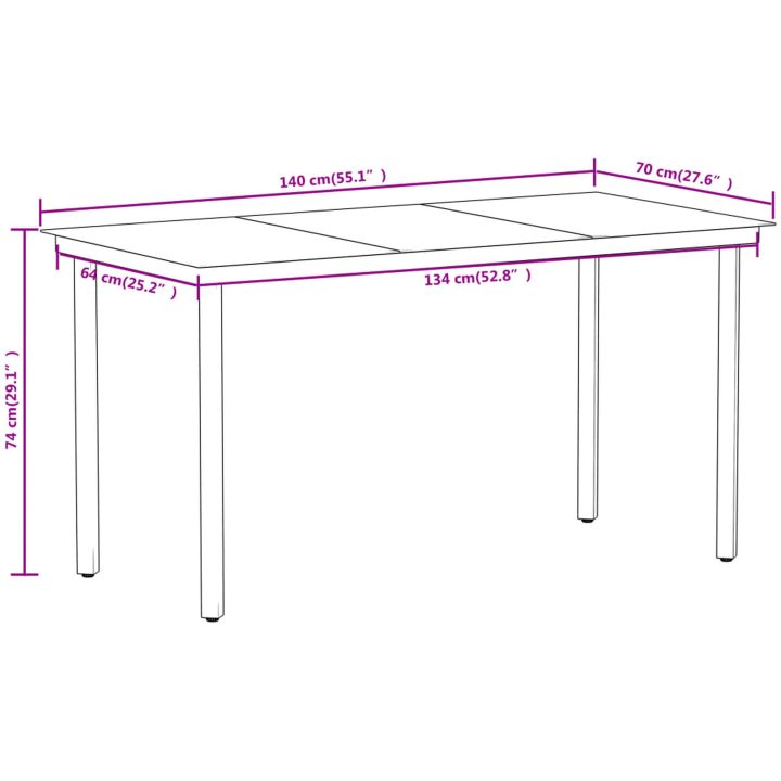 Matgrupp för trädgården 7 delar svart vidaXL 140 cm table length – bild 8