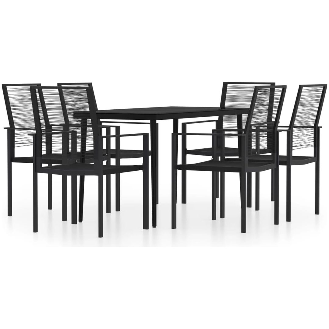 Matgrupp för trädgården 7 delar svart vidaXL 140 cm table length – bild 2