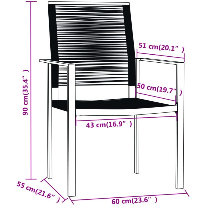 Matgrupp för trädgården 7 delar svart vidaXL 140 cm table length – bild 7